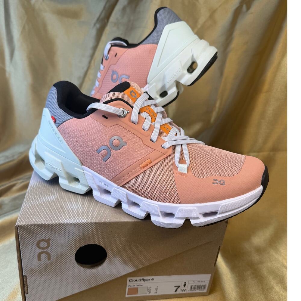 On Cloud Running Sneakers Women’s 7 Peach Aloe Swiss Engineering Running Shoes